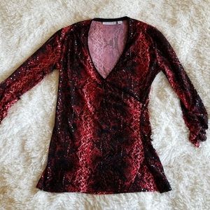 Shiny snake print wrap top